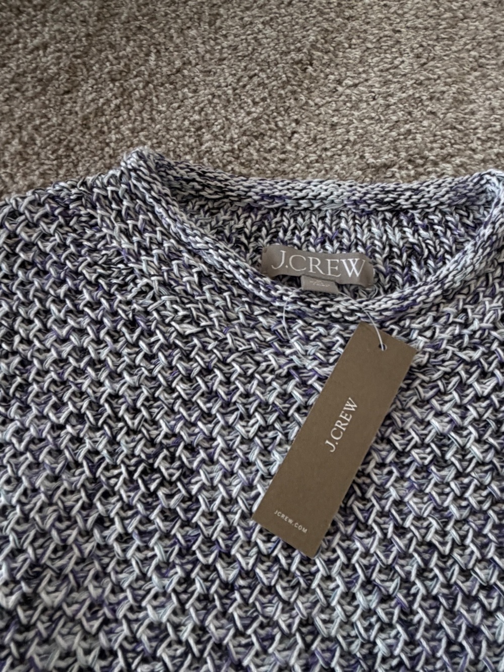 J. Crew Navy and White Marled Crewneck Knit Sweater - Picture 2 of 3